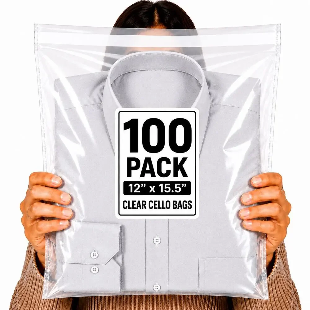 POLY MAILERS CLEAR (100 PACK) 12x15.5 SELF SEAL SHIPPING BAGS MAILING BAGS NEW